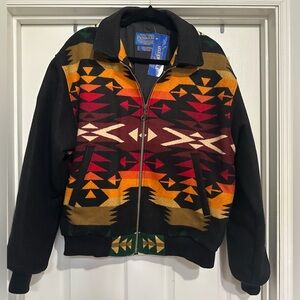 Vintage Pendleton High Grade Western Wear Wool Bomber Jacket Size M Navajo Aztec
